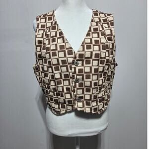 Ragged Priest Denim Brown & Tan Print Crop Top or Vest XL